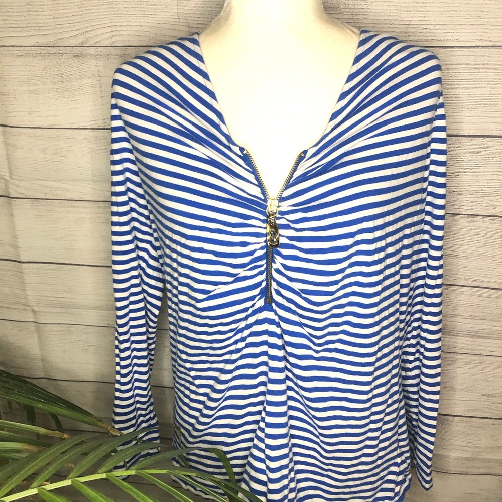Michael Kors Blue White Striped Top